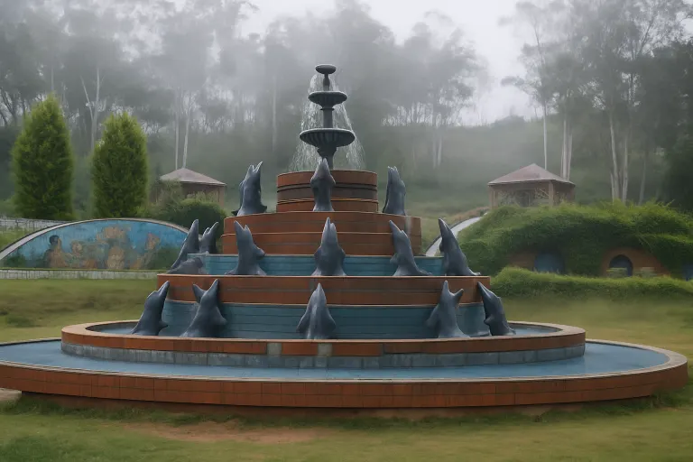 Terraced flower beds at the Kolli Hills botanical garden